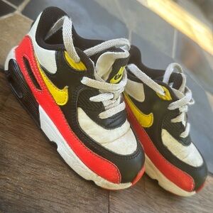 Nike air Max 90 black orange yellow white toddler 8 kids baby